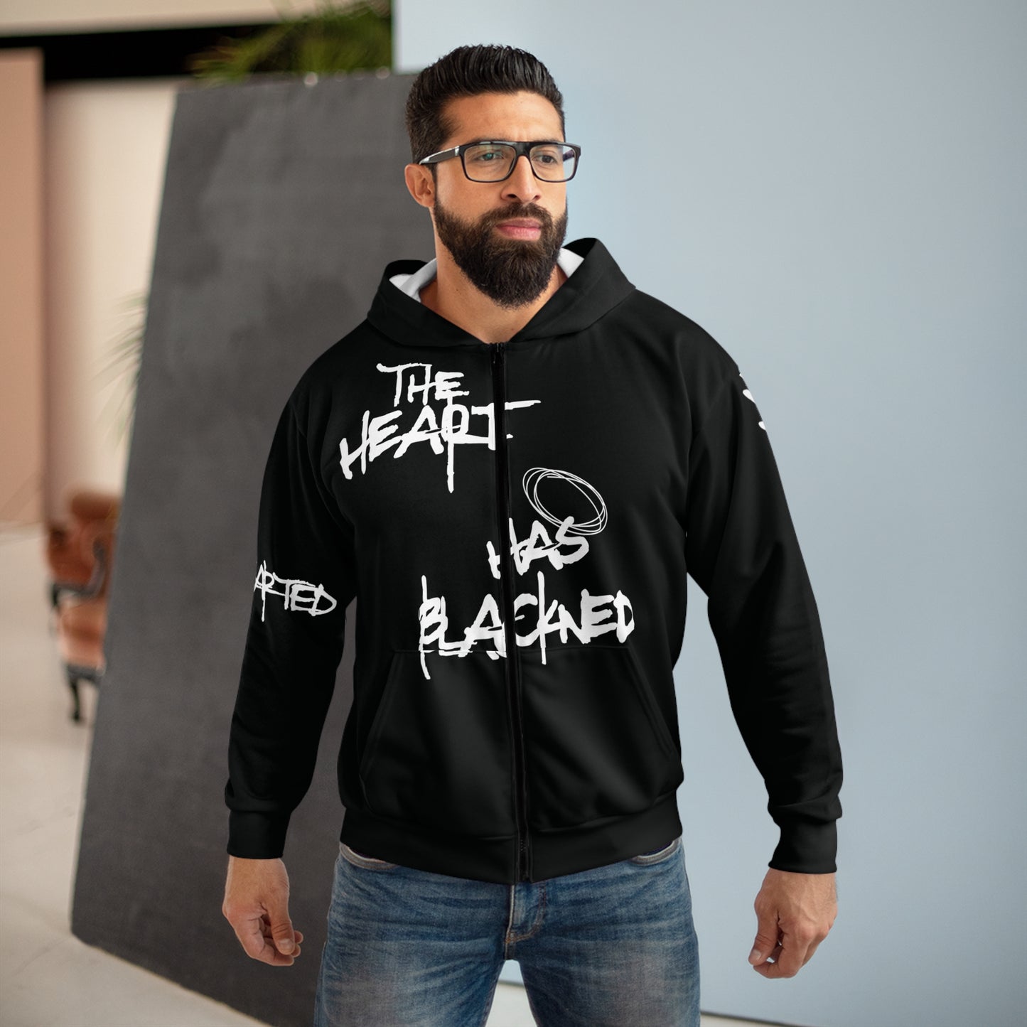 Has Blk'n b/w Zip Hoodie (AOP)