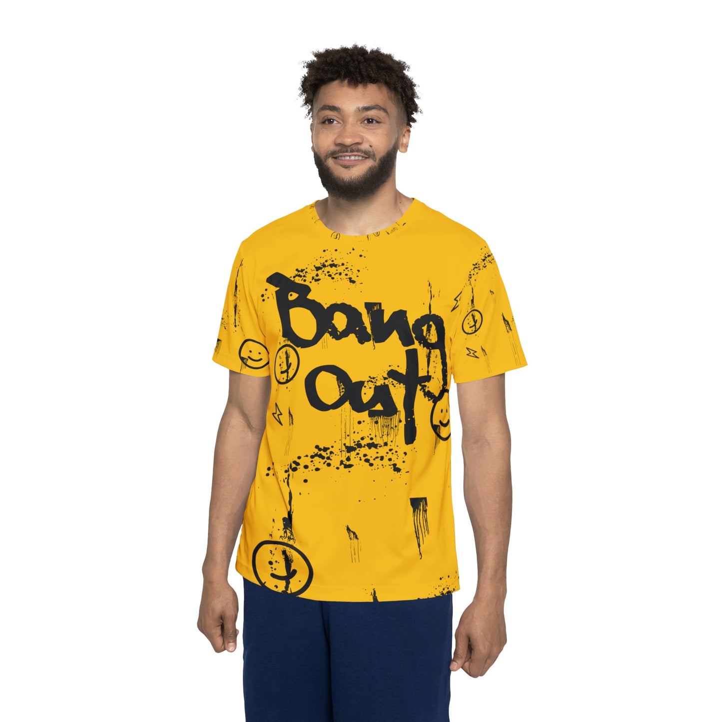BangOut Black Smiley Sports Jersey (AOP)
