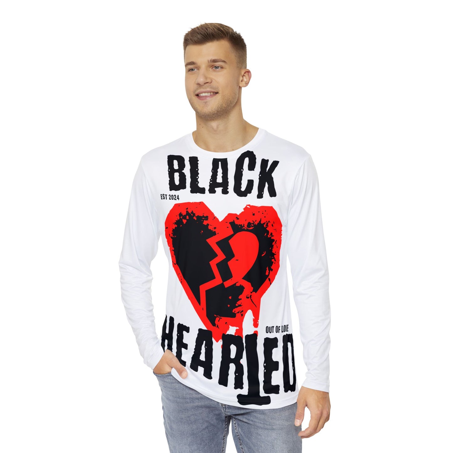 Blk HRT'ED / W Men's Long Sleeve Shirt (AOP)