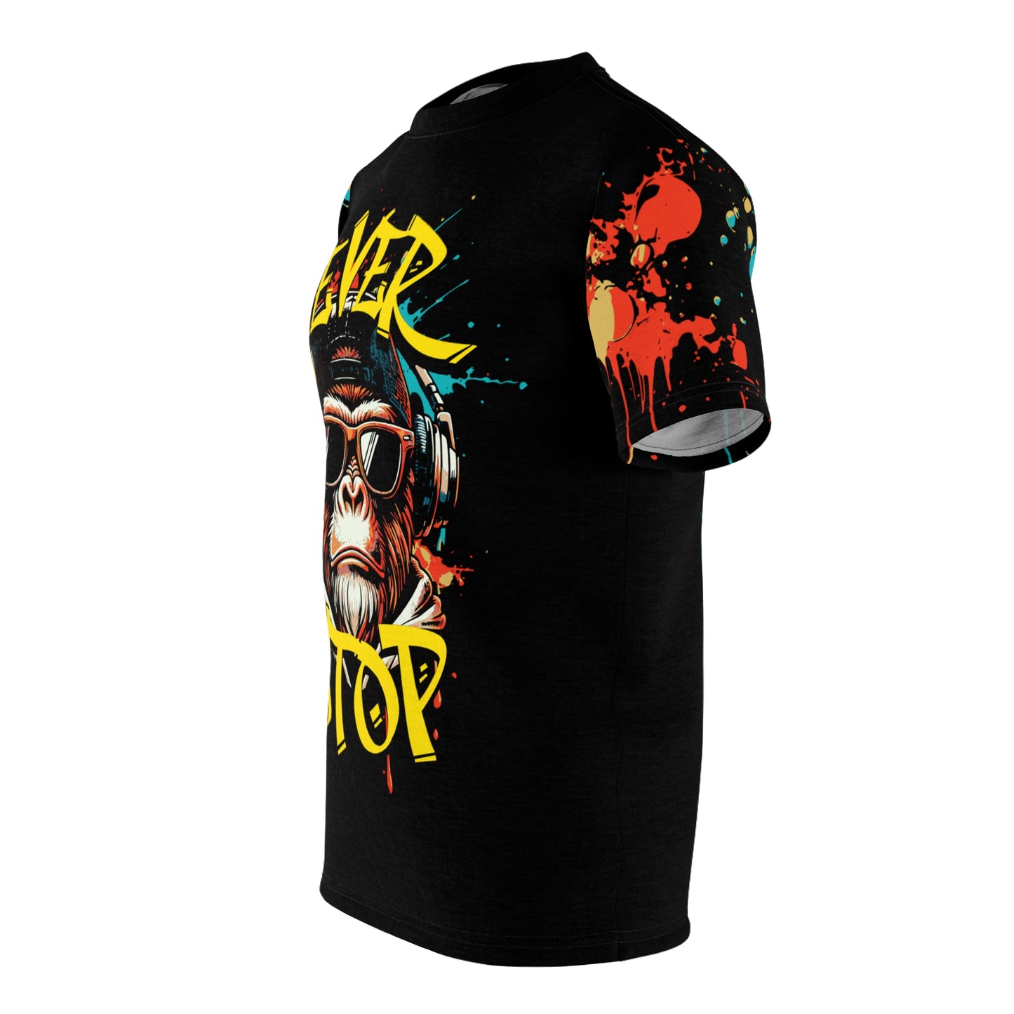 Never Stop BlkUnisex Cut & Sew Tee (AOP)