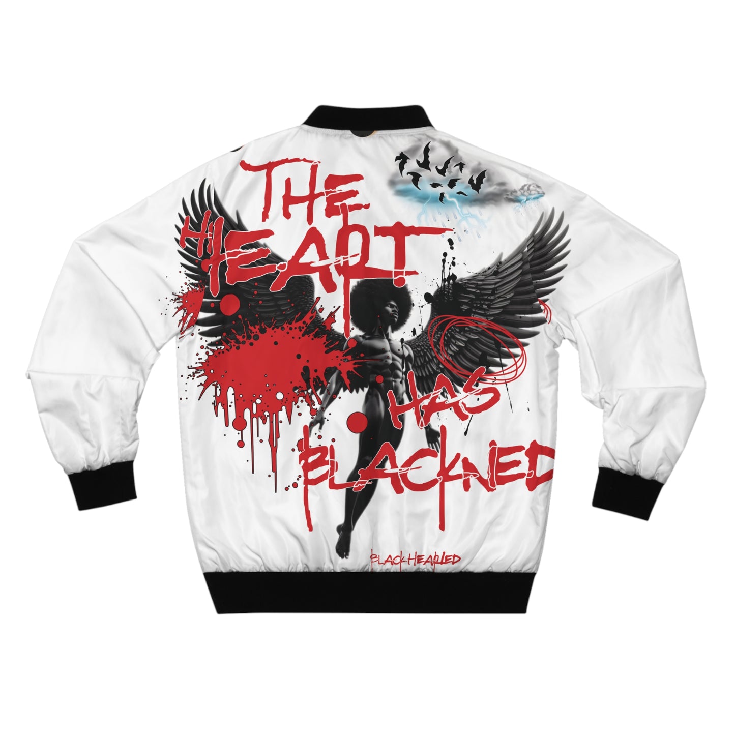 BLK HRT'ED ANGEL / W Men's Bomber Jacket (AOP)