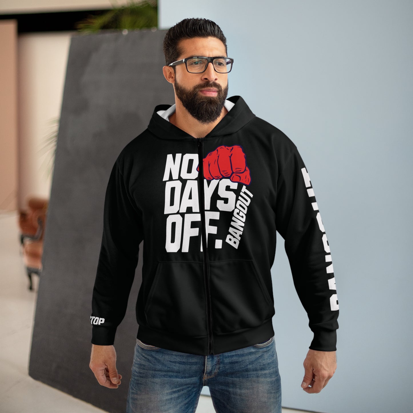 NO DAYS OFF Zip Hoodie (AOP)