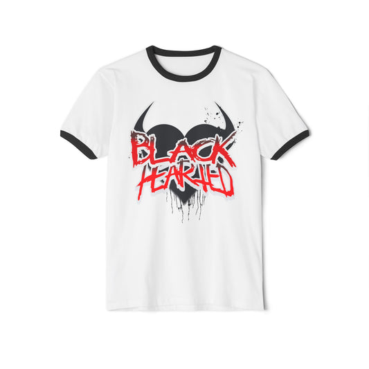 Black Hearted Cotton Ringer T-Shirt