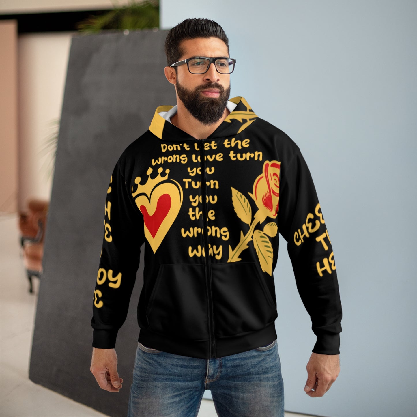 Live with love Unisex Zip Hoodie (AOP)