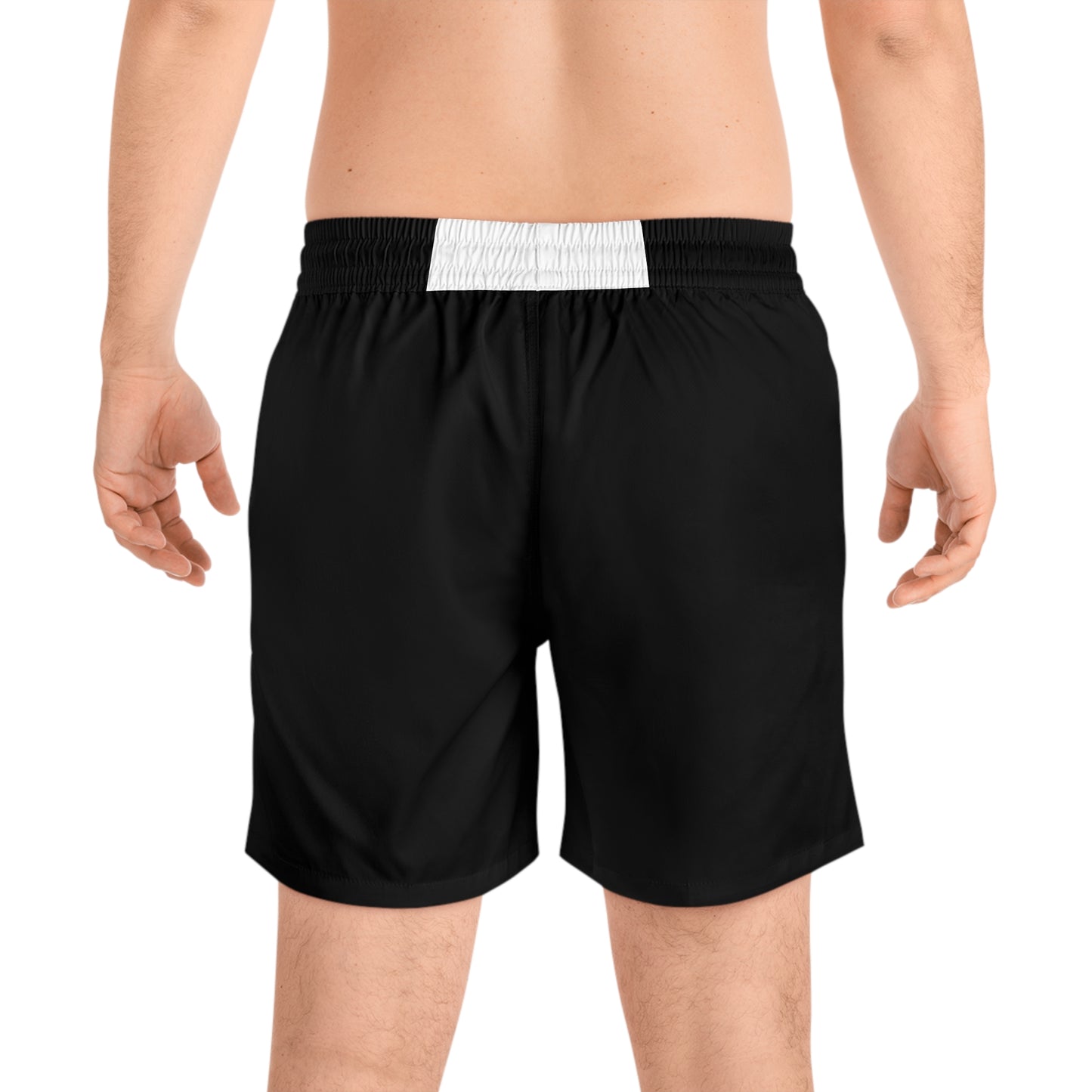 Black Hearted Men's Mid-Length Swim Shorts (AOP)